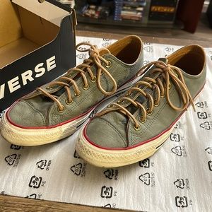 Converse green leather Chuck Taylor sneakers
